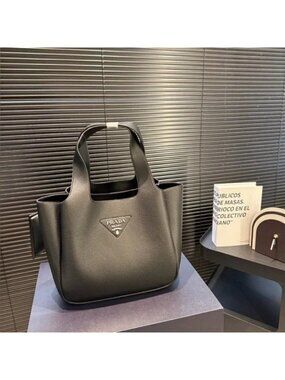 Prada Black Pebbled Leather Men's Tote